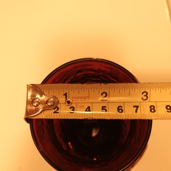 Vintage Anchor Hocking Rainflower pattern, Red Flower Vase or candle holder - Picture 12 of 12